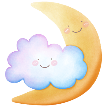 Cute sky watercolor cloud and moon on transparent background png