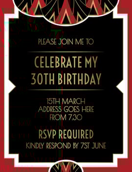Gatsby Elegant Red Art Deco Invitation Design vector