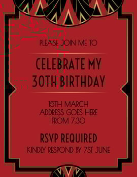 Gatsby Elegant Red Art Deco Invitation Design vector
