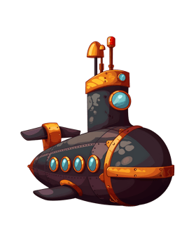 cartoon submarine on transparent background png