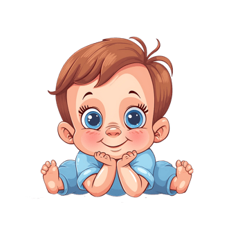 cartoon baby sitting on the floor, illustration isolated png