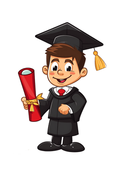 cartoon graduate boy holding diploma, illustration isolated png