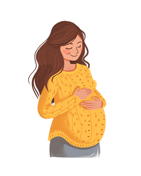 cartoon pregnant woman with happy expression isolated png