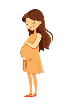 cartoon pregnant woman with happy expression isolated png