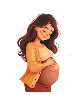 cartoon pregnant woman with happy expression isolated png