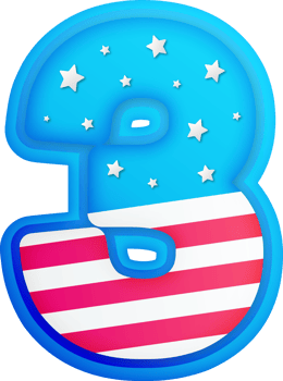 USA Text Effect Alphabet Lettering Number 3 png