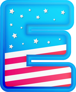 USA Text Effect Alphabet Lettering E png