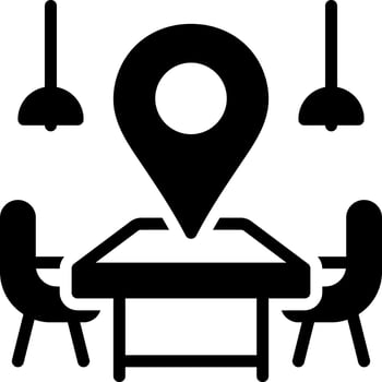 Solid black icon for meeting point vector