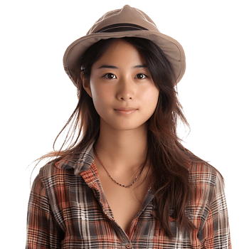 Asian girl model on isolated transparent background png