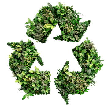 Recycle icon symbol in plants nature on isolated transparent background png