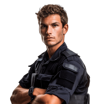 Young security guard on isolated transparent background png