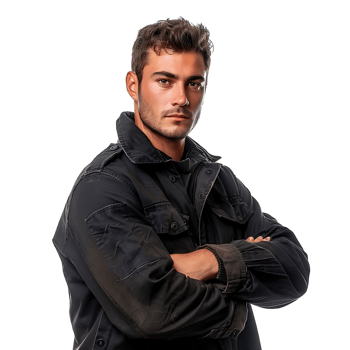 Young security guard on isolated transparent background png