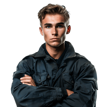 Young security guard on isolated transparent background png