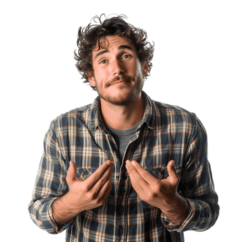 Hesitant young man looking gesture on isolated transparent background png