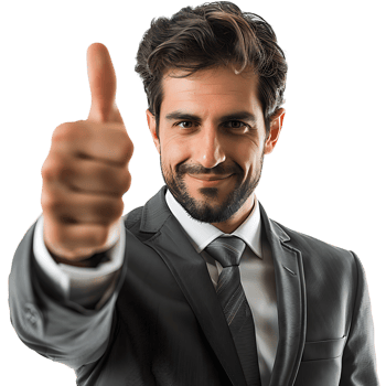 Businessman thumbs up on isolated transparent background png