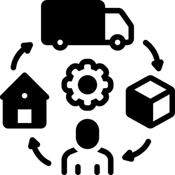 Solid black icon for logistics management vector