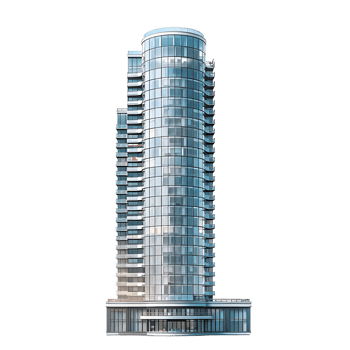 Tall city building on isolated transparent background png