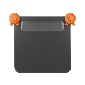 Glassmorphism design with orange medal png