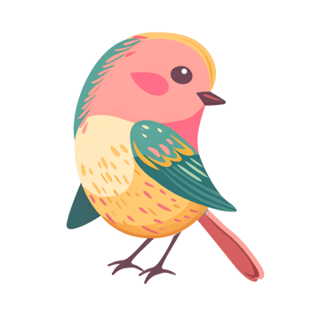 Cute bird flat illustration png