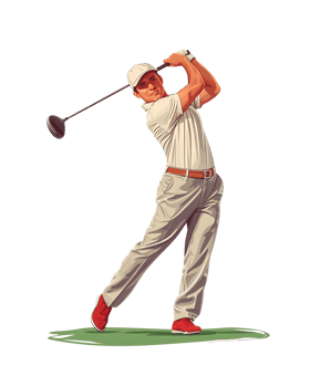 golf player illustration, on transparent background png