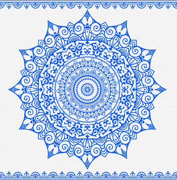 decorative blue mandala on white background vector