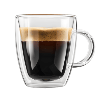 Cup of hot black coffee with foam isolated on transparent background png