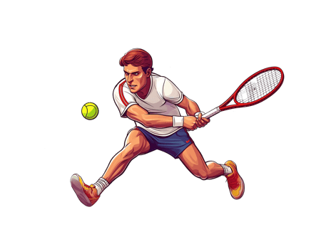 cartoon tennis player on transparent background png