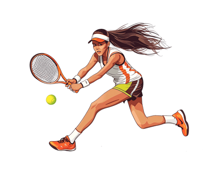 cartoon tennis player on transparent background png