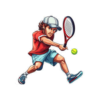 cartoon tennis player on transparent background png