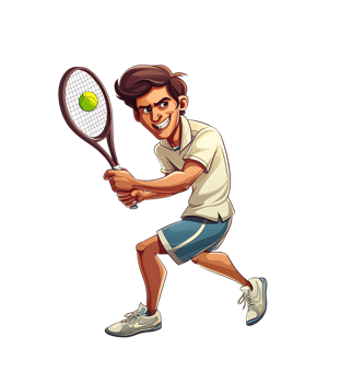 cartoon tennis player on transparent background png