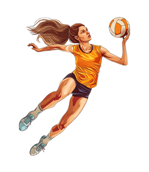 volleyball player jumping to catch the ball, on transparent background png