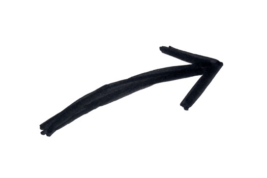 Arrow drawn with black marker on transparent background png