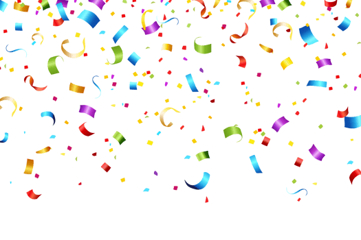 Celebration background with colorful confetti and ribbons. png