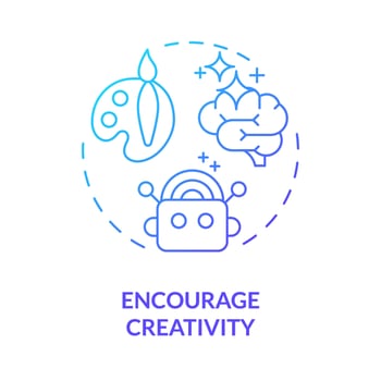 Encourage creativity blue gradient concept icon. Prompt engineering tips. Creative writing. Unique responses. Round shape line illustration. Abstract idea. Graphic design. Easy to use in article vector
