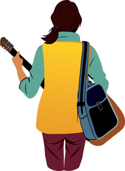 Traveling musician ready for adventure vector