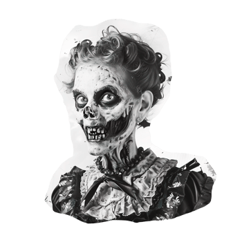 Monochrome vintage photo of halloween zombie cut out image png