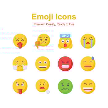 Set of emoji icons, cute expressions design vector
