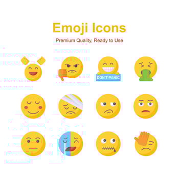 Cute emoji expressions, emoticons icons set vector