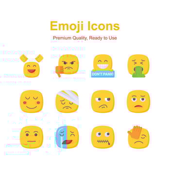 Cute emoji expressions, emoticons icons set vector