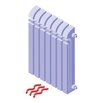 Heating radiator icon isometric . Domestic device vector