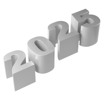 Happy New Year 2025 with shiny silver 3D numbers. Holiday christmas celebration design. Premium element Illustration for poster, banner, calendar and greeting card png