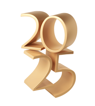 Golden Happy New Year 2025. 3d Christmas number design for poster, banner, greeting celebration png