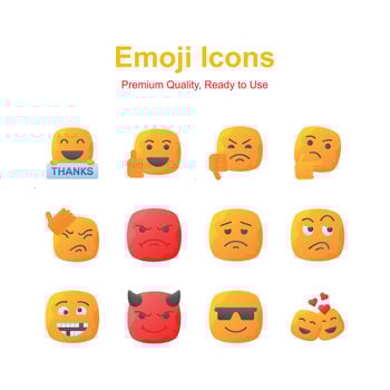 Cute facial expressions, set of emoticons icons, trendy design style vector