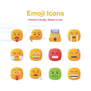 Set of emoji icons, cute expressions design vector
