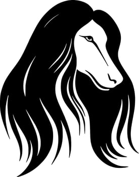 Afghan Hound - Black and White Isolated Icon - illustration vector