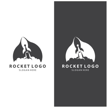 Creative and modern rocket logo starship launch template design vector