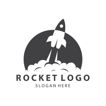 Creative and modern rocket logo starship launch template design vector