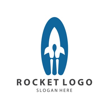 Creative and modern rocket logo starship launch template design vector