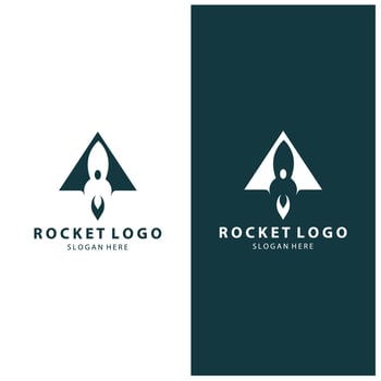 Creative and modern rocket logo starship launch template design vector