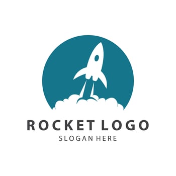 Creative and modern rocket logo starship launch template design vector